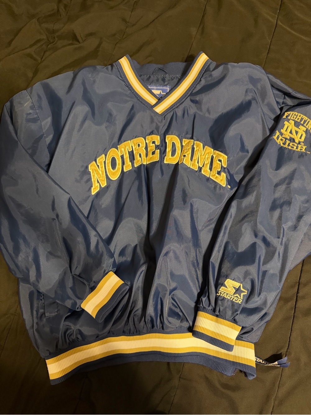 Vintage STARTER Notre Dame V-Neck Pullover Jacket